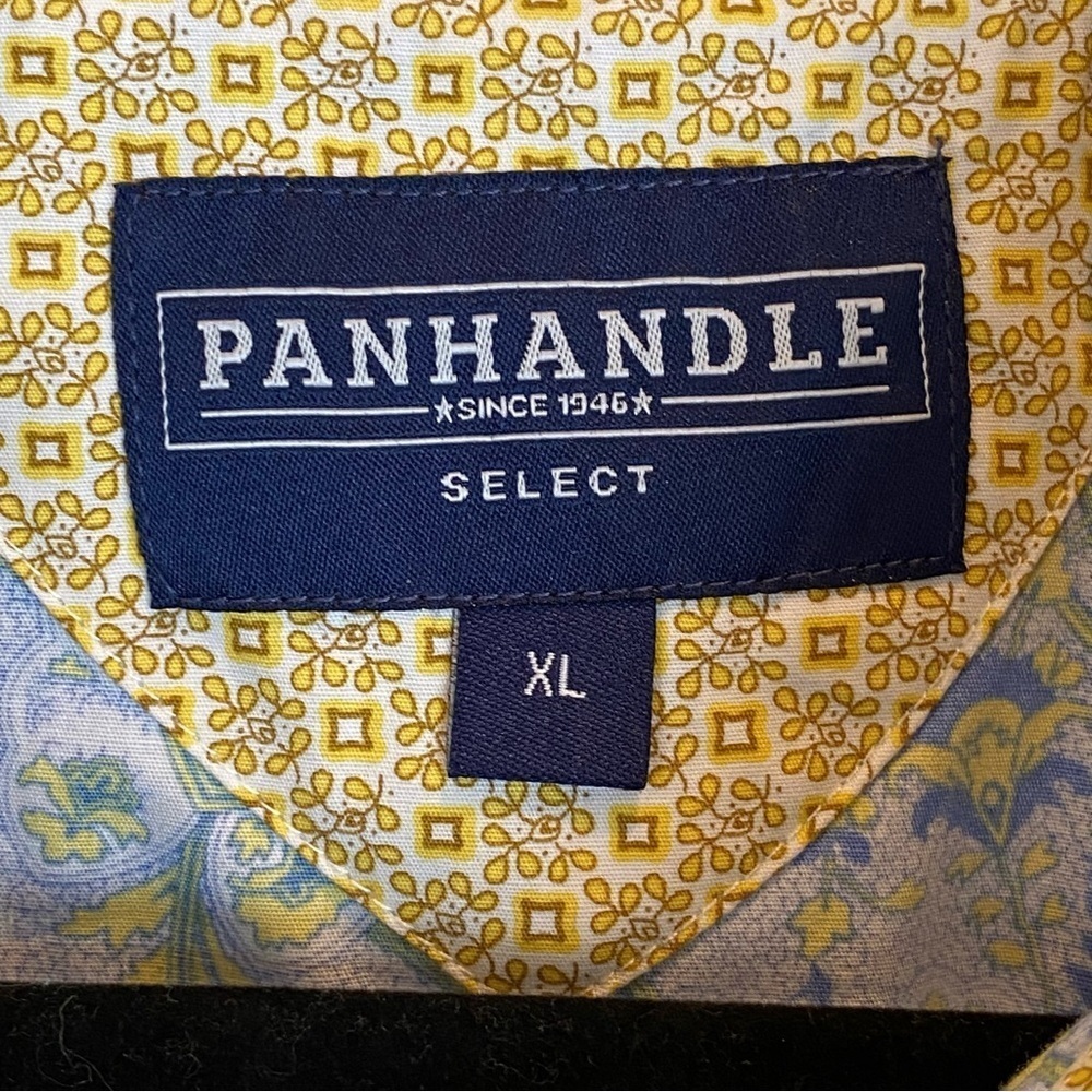 Panhandle Select Blue Paisley Contrast Cuff Pearl Snap Business shirt mens Sz XL - Picture 4 of 8